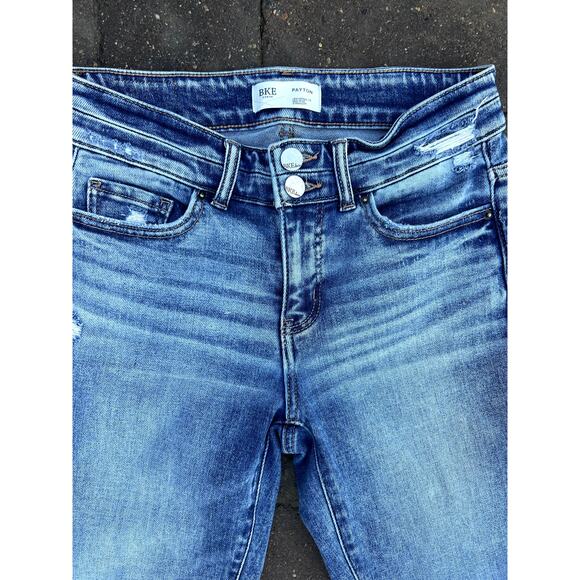 BKE Payton universal fit mid rise distressed straight jeans size 26x33 - Picture 6 of 8